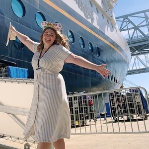 Striped linen maxi dress